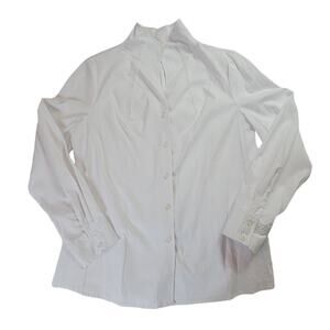 Zac & Rachel Long Sleeve White Button Front Blouse Women's L NWT